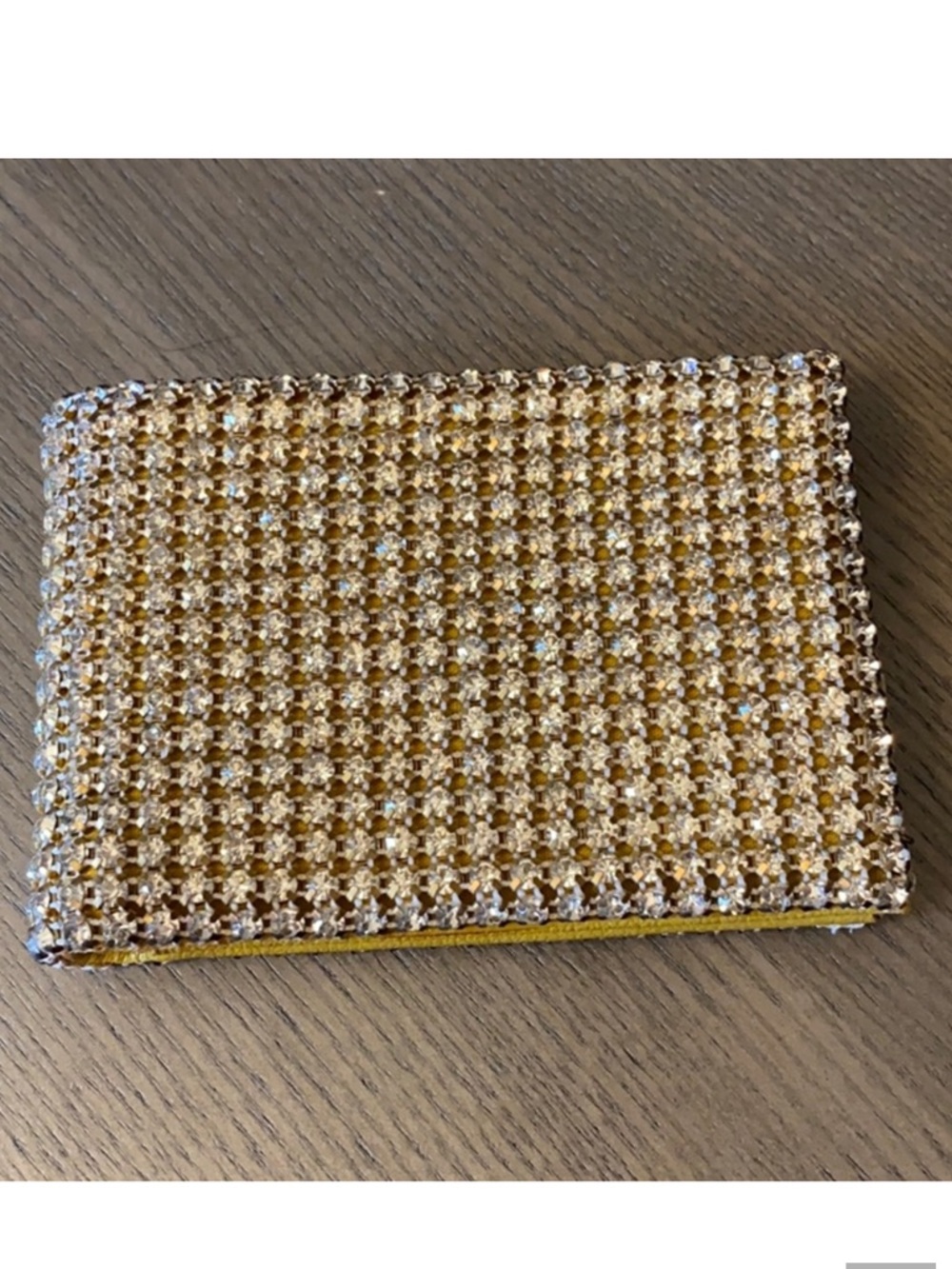 Anthropologie Miss Albright Crystal Embellished Yellow Leather Bifold Wallet New